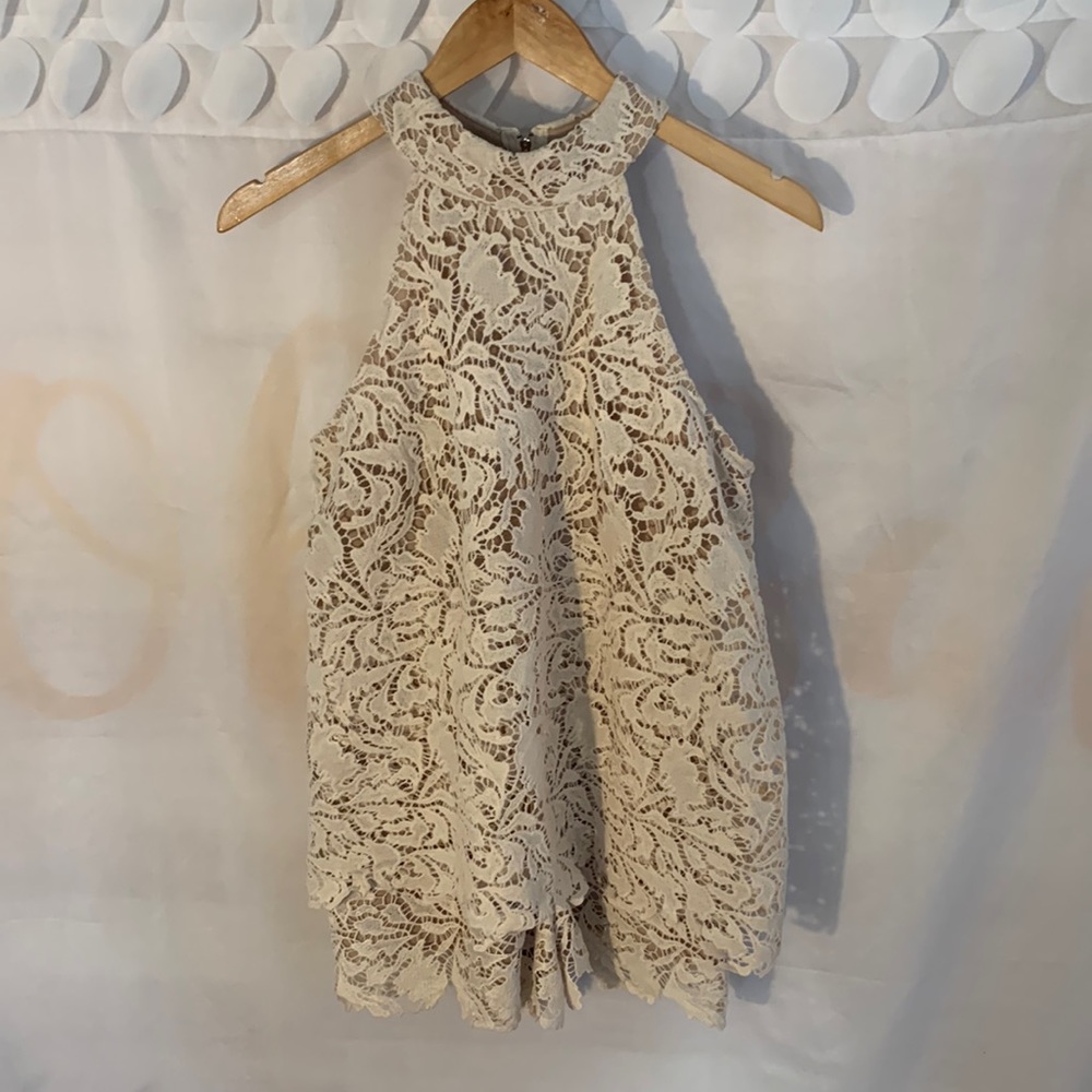Judith March White Ivory Lace Romper. Size Small G25011